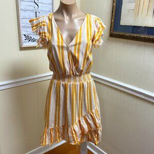 True craft striped Cotton ruffle sleeves Dress sundress size XS